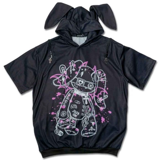 Sudadera Blood Nero Manga corta - ACDC RAG Harajuku