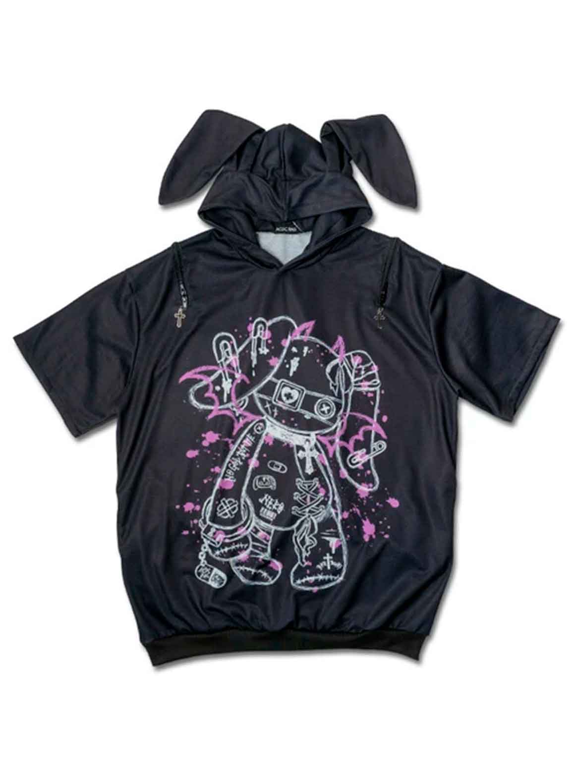Sudadera Blood Nero Manga corta - ACDC RAG Harajuku