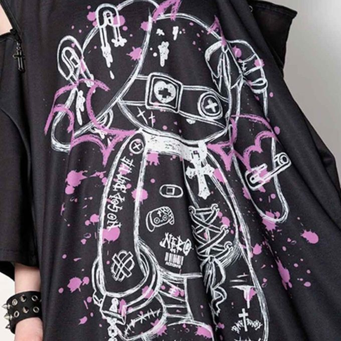 Sudadera Blood Nero Manga corta - ACDC RAG Harajuku