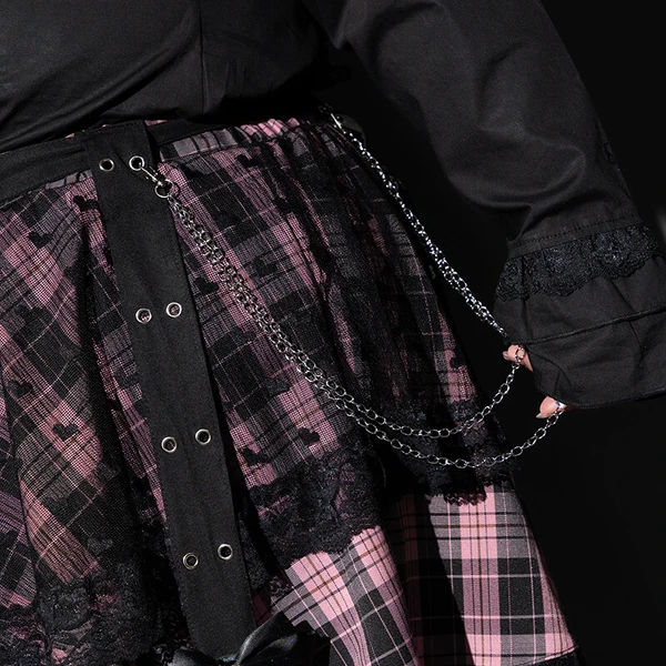 Pink Goth Punk Anime Skirt -ACDC RAG