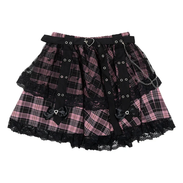 Pink Goth Punk Anime Skirt -ACDC RAG