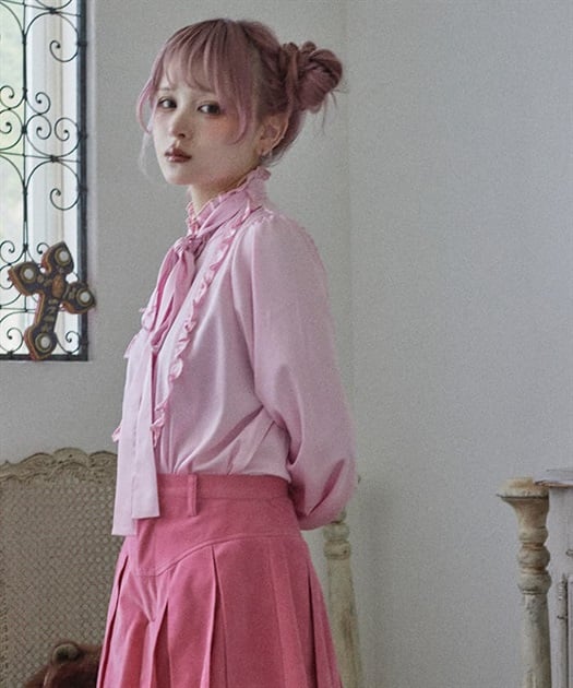 Blusa Satinada Kawaii con Volantes y Lazo Desmontable | Japanese Retro
