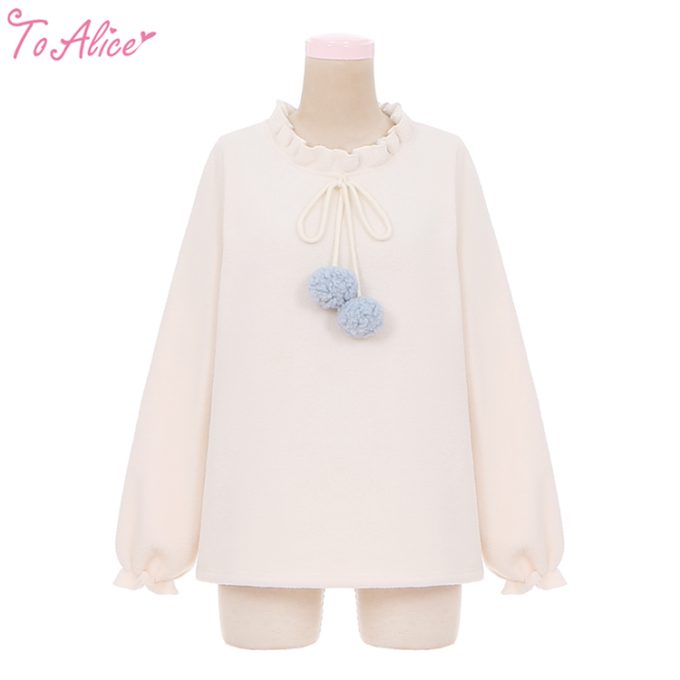 Blusa Snow Bunny Pompom - To Alice ૮꒰ ˶• ༝ •˶꒱ა ♡