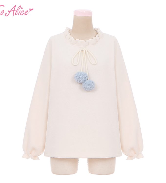 Blusa Snow Bunny Pompom - To Alice ૮꒰ ˶• ༝ •˶꒱ა ♡