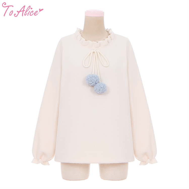 Blusa Snow Bunny Pompom - To Alice ૮꒰ ˶• ༝ •˶꒱ა ♡