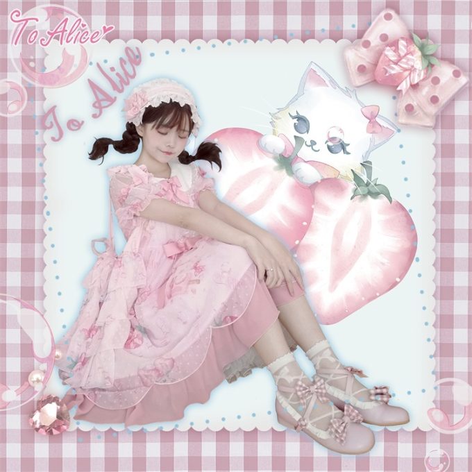 Strawberry Neko Dress ♡ To Alice (•˕ •マ.ᐟ