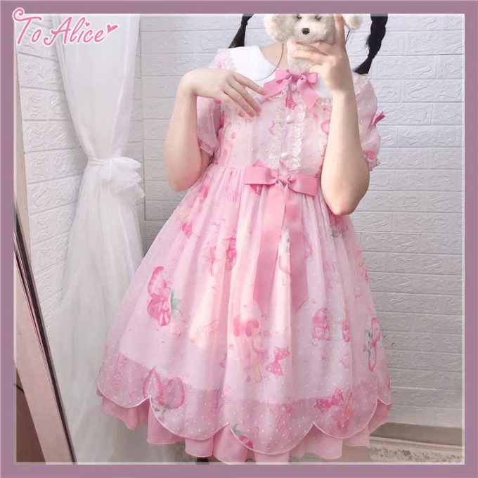 Strawberry Neko Dress ♡ To Alice (•˕ •マ.ᐟ