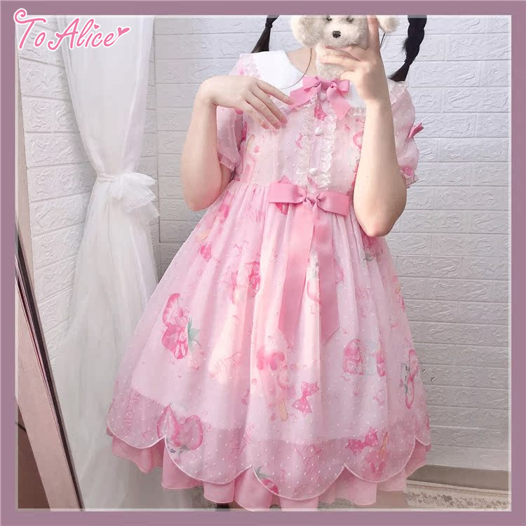 Strawberry Neko Dress ♡ To Alice (•˕ •マ.ᐟ - Imagen 3