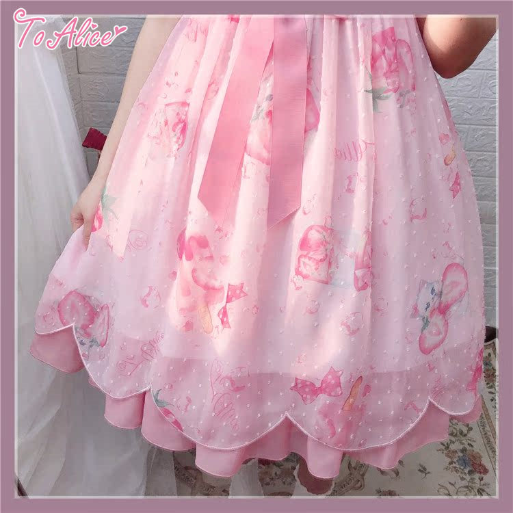 Strawberry Neko Dress ♡ To Alice (•˕ •マ.ᐟ - Imagen 4