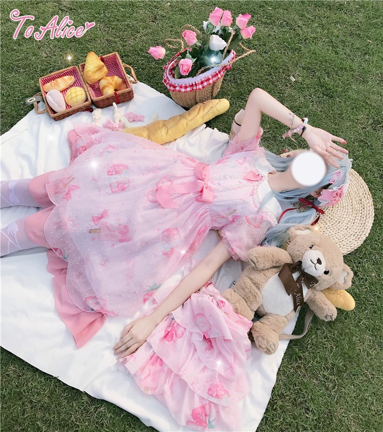 Strawberry Neko Dress ♡ To Alice (•˕ •マ.ᐟ - Imagen 5